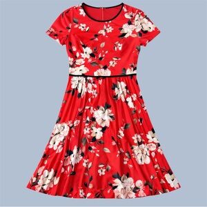 Maggy London petite red floral pleated dress 8P NWT  